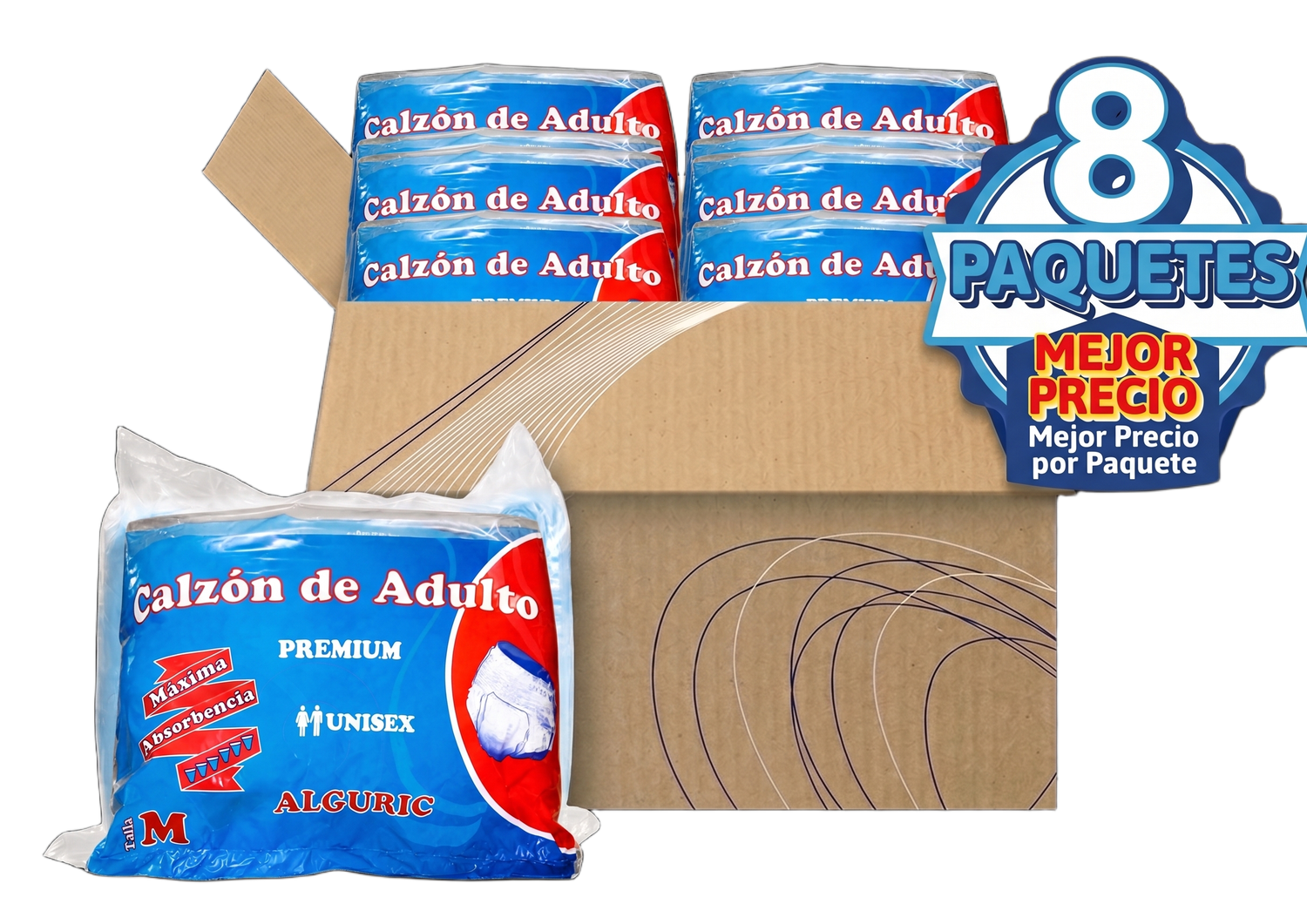 8Pack Calzón de Adulto Alguric Mediano