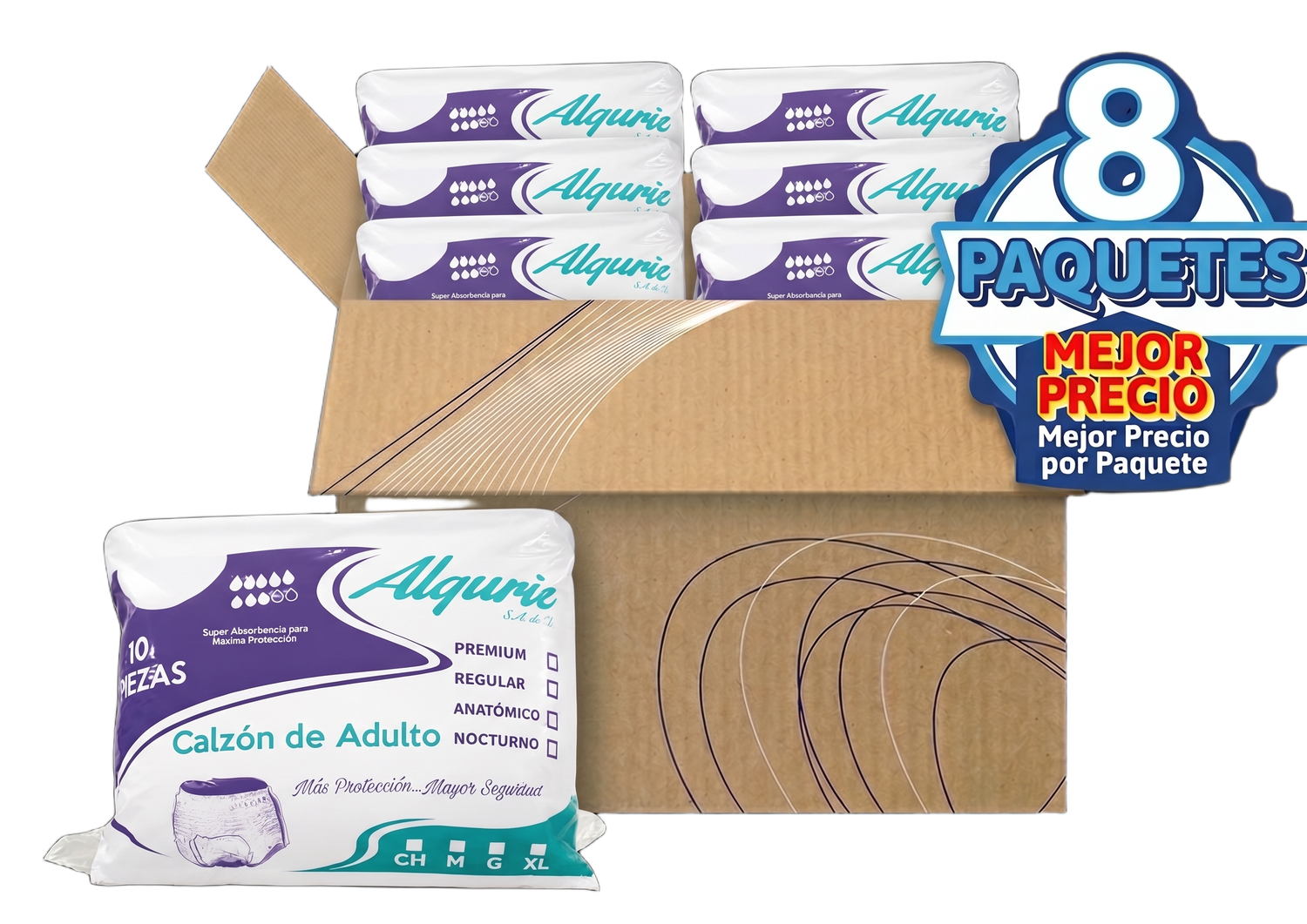 8Pack Calzón de Adulto Alguric Grande 8Pack Calzón de Adulto Alguric Grande