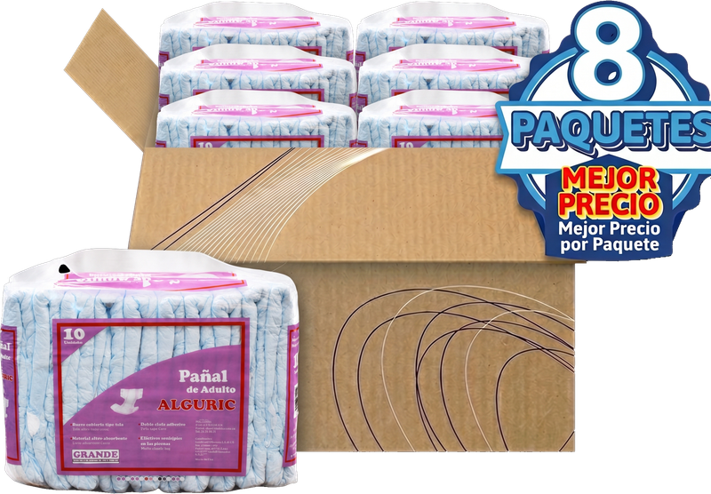 8Pack Pañal de Adulto Alguric Grande 8Pack Pañal de Adulto Alguric Grande