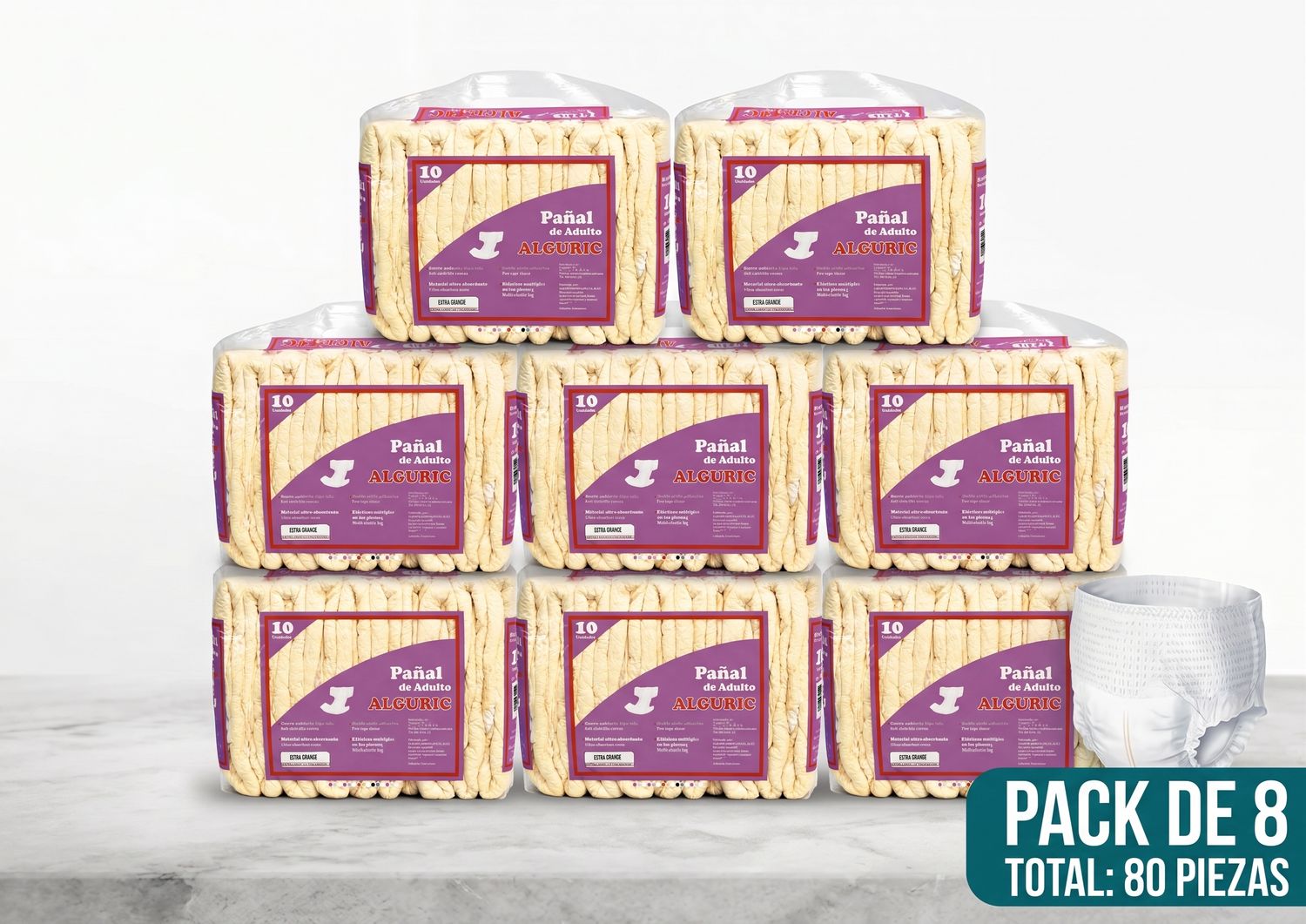8Pack Pañal de Adulto Alguric Extra Grande 8Pack Pañal de Adulto Alguric Extra Grande