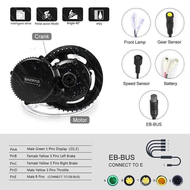 Cod:015 Motore Bafang 500W a 48 V+ Display C965+Batteria Litio 48v