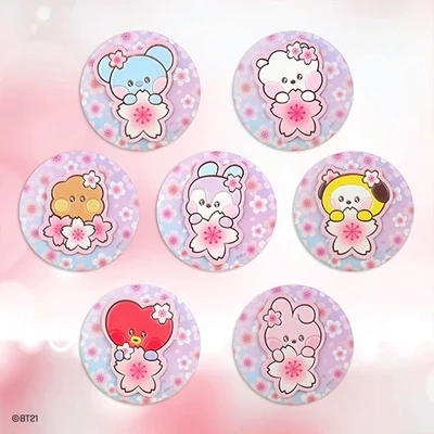 [APR BATCH] BT21 CHERRY BLOSSOM 2024 LEATHER PATCH MIRROR