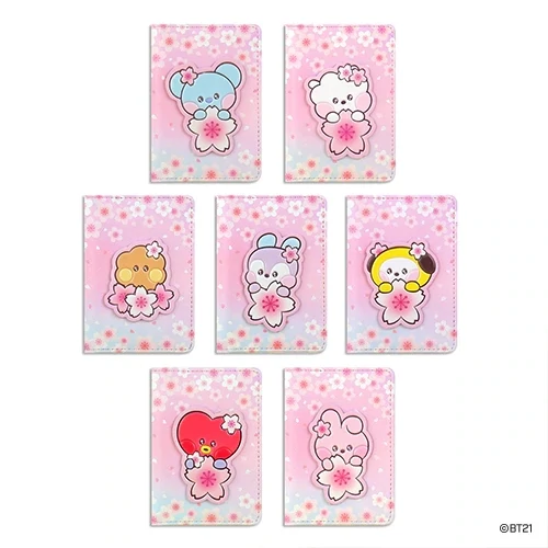 [APR BATCH] BT21 CHERRY BLOSSOM 2024 LEATHER PATCH CARD CASE