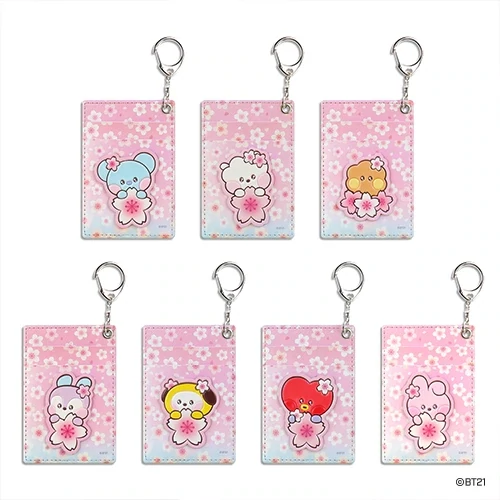 [APR BATCH] BT21 CHERRY BLOSSOM 2024 LEATHER PATCH CARD HOLDER