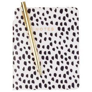 Black and White Dot Luxe Pocket Journal with Pen