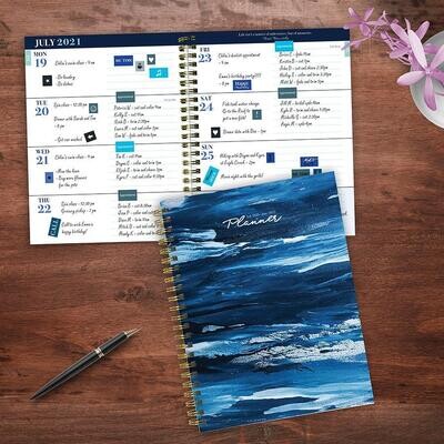 Blue Paint Strokes Weekly/Monthly Spiral Planner Blue Paint Strokes Weekly/Monthly Spiral Planner