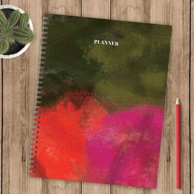 Green Pink and Orange Painted Undated Planner