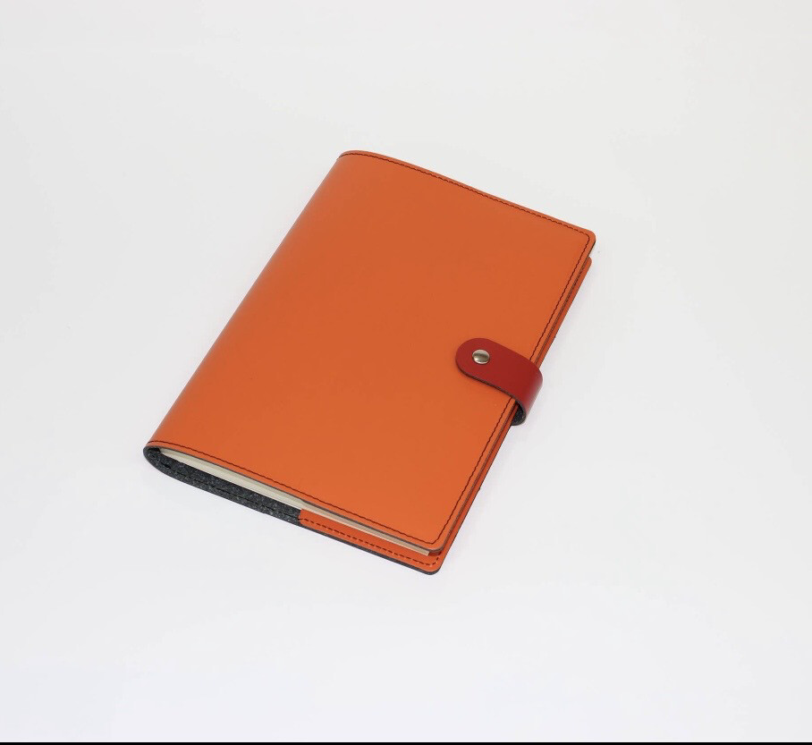 Refillable Snap Leather Journal: Orange