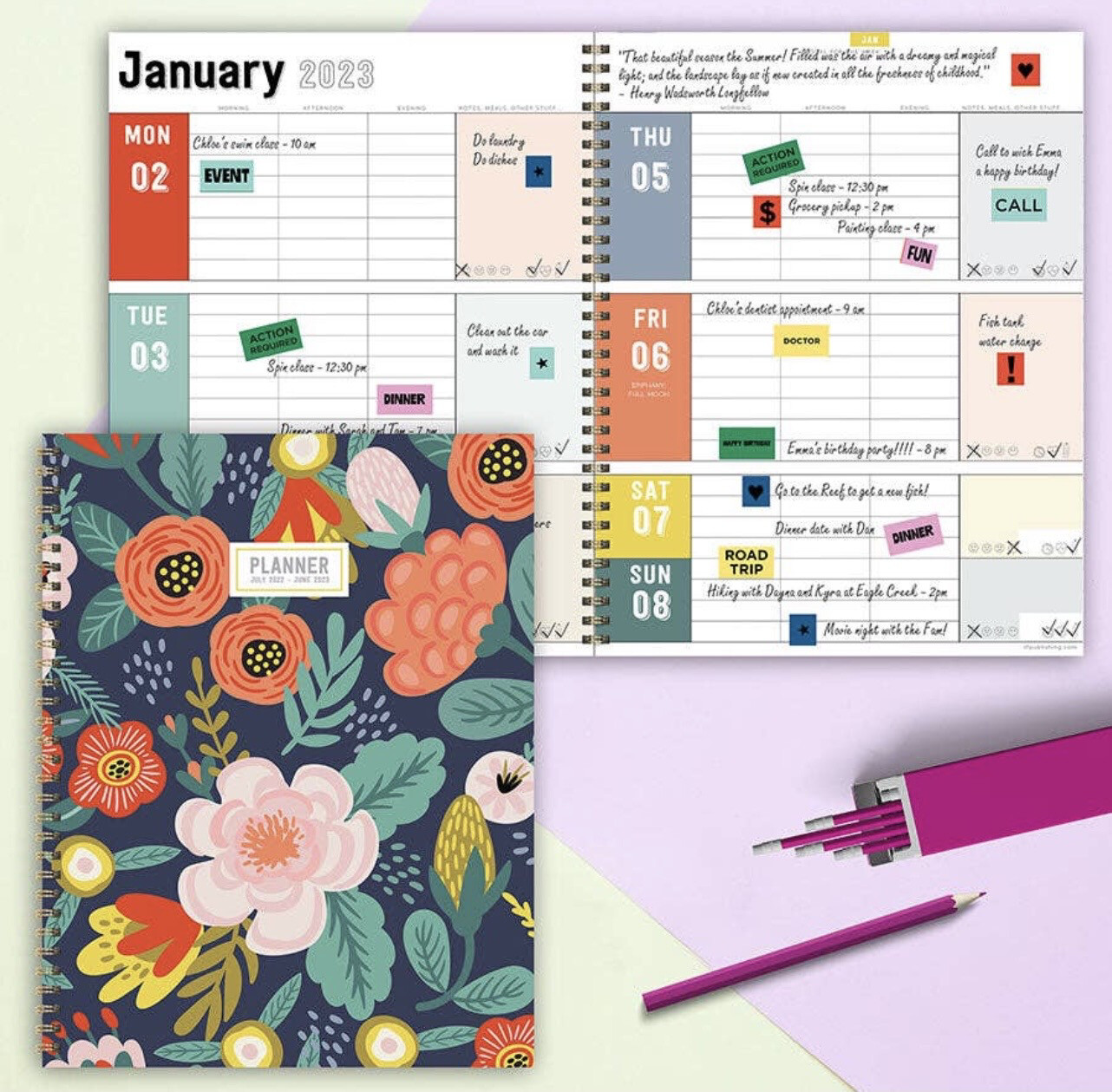 New Flora Large Daily Weekly Monthly Planner