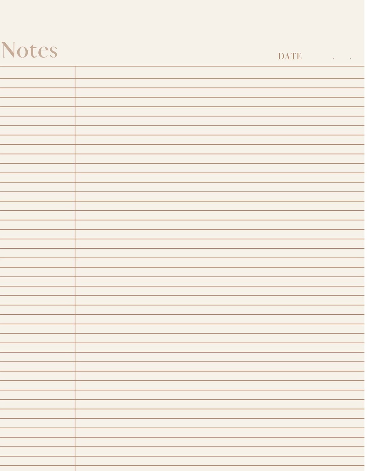 Tan and White Lined Notepad
