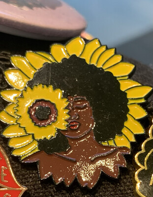 Sunflower Afro Enamel Pin