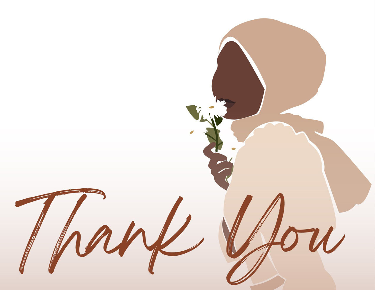 Muslimah with FLowers Thank You Cards