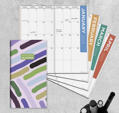 2023-2024 Lilac Lines 2-Year Small Monthly Pocket Planner