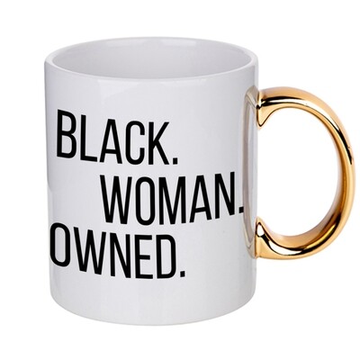 Black Woman Owned Gold Handle Mug
