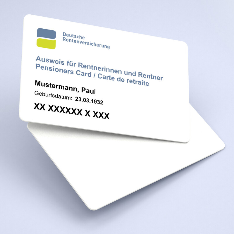 Lassen Sie sich eine Kopie von Ihrem Sozialversicherungsausweis - Deutsche Rentenversicherung ohne Lichtbild auf eine Plastikkarte im Kreditkartenformat drucken