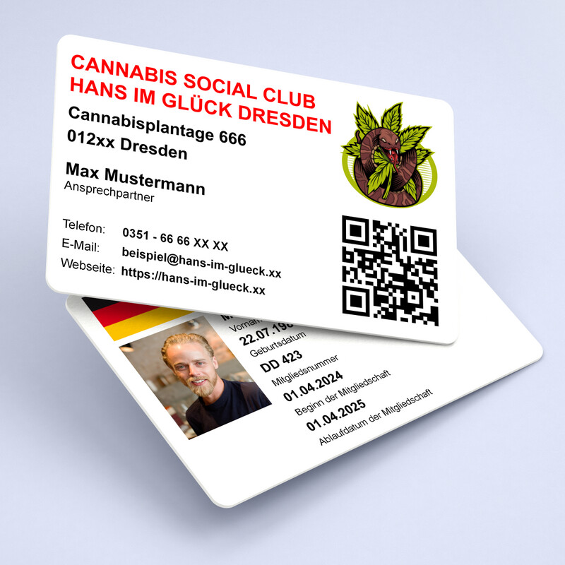 Cannabis Social Club - Mitgliederausweis mit Lichtbild V4.2 - Ab 1 Stück,  beidseitig bedrucken lassen