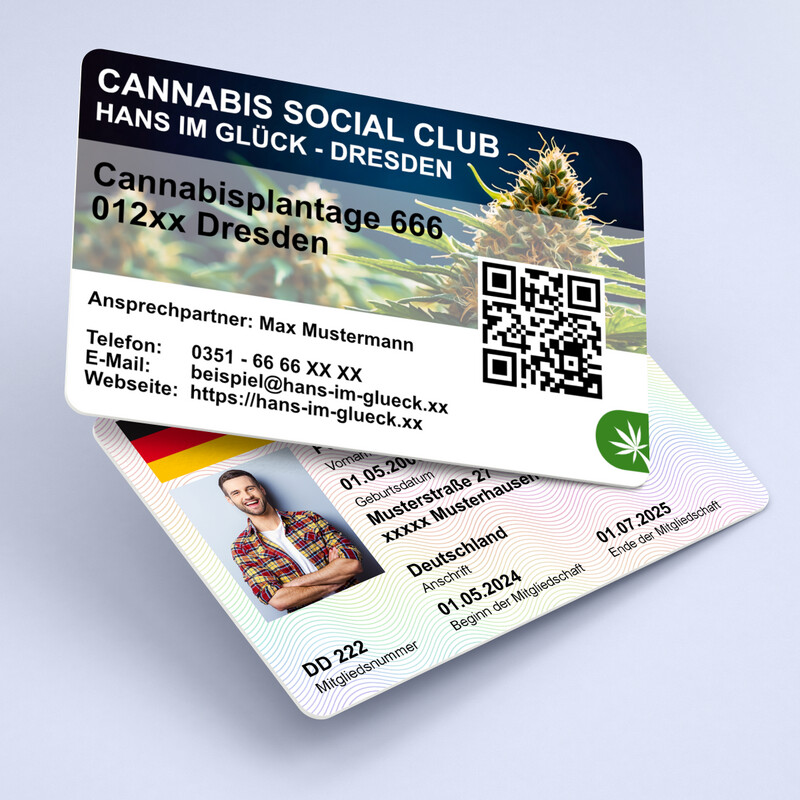 Cannabis Social Club - Mitgliederausweis mit Lichtbild V5.3.1 - Ab 1 Stück,  beidseitig bedrucken lassen