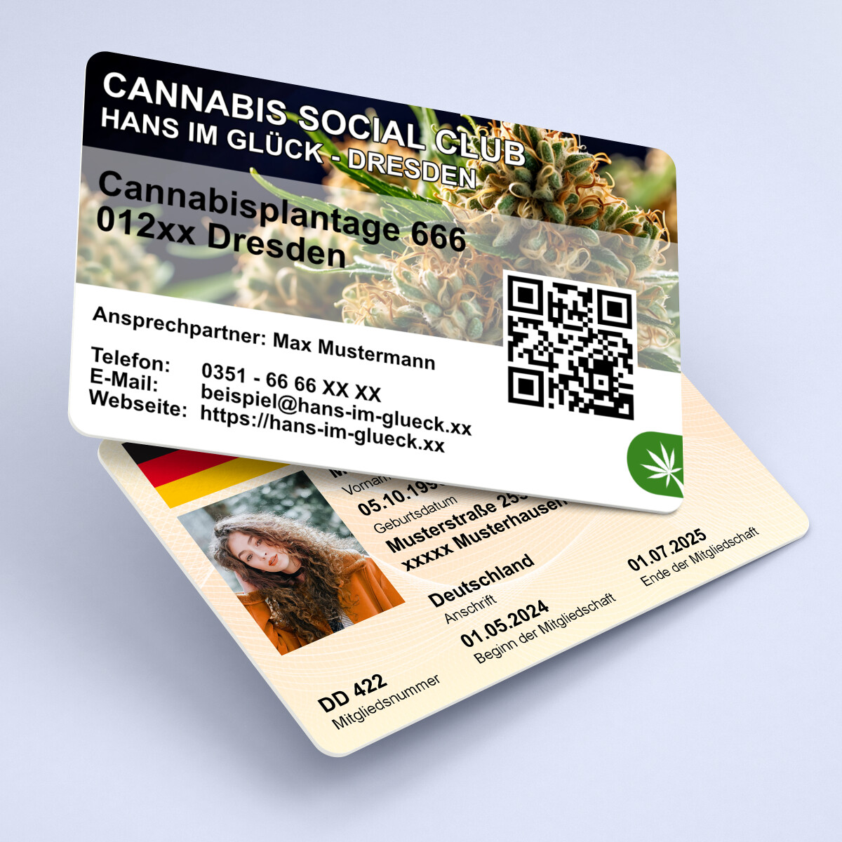 Cannabis Social Club - Mitgliederausweis mit Lichtbild V5.6.2 - Ab 1 Stück, beidseitig bedrucken lassen