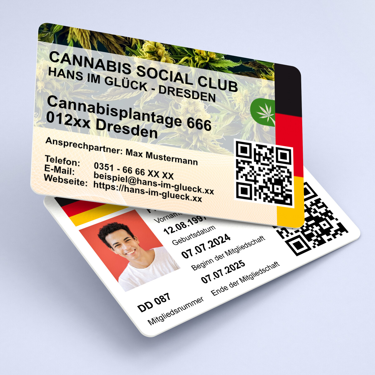 Cannabis Social Club - Mitgliederausweis mit Lichtbild V6.1.2 - Ab 1 Stück, beidseitig bedrucken lassen
