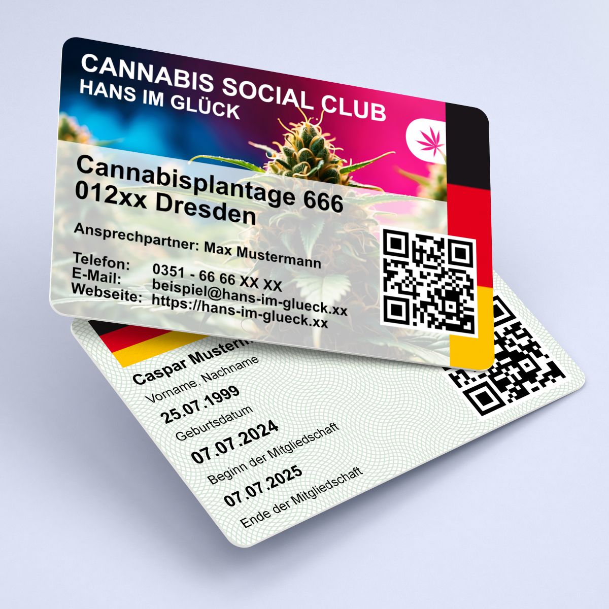 Cannabis Social Club - Mitgliederausweis ohne Lichtbild V6.4.3 - Ab 1 Stück, beidseitig bedrucken lassen