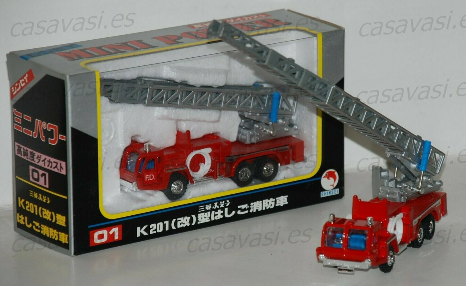 Shinsei Mini Power 01 - 1/70 - Mitsubishi K201 - Aerial Ladder Fire Engine