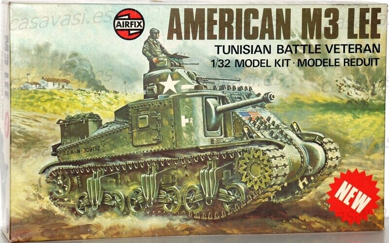 Airfix - 1976 - s8-08364-5 - 1/32 - American M3 Lee Tank
Tunisian Battle Veteran
Box Size 33 x 20 cm