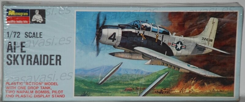 Monogram - 1967 - 1/72 - PA146-100 - AI-E SkyRaider
Box Size 32 x 13 cm.