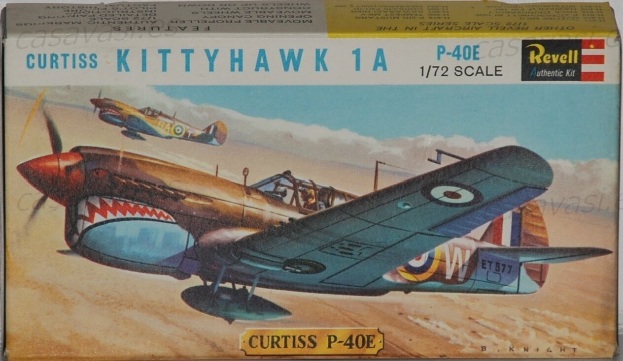 Revell - Made in G.B. - h-623 - 1/72 - Curtiss Kittyhawk 1A P-40E
Box Size 16.5 X 9 cm.