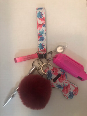 Flamingo🦩Lanyard Pepper Spray Keychain Set