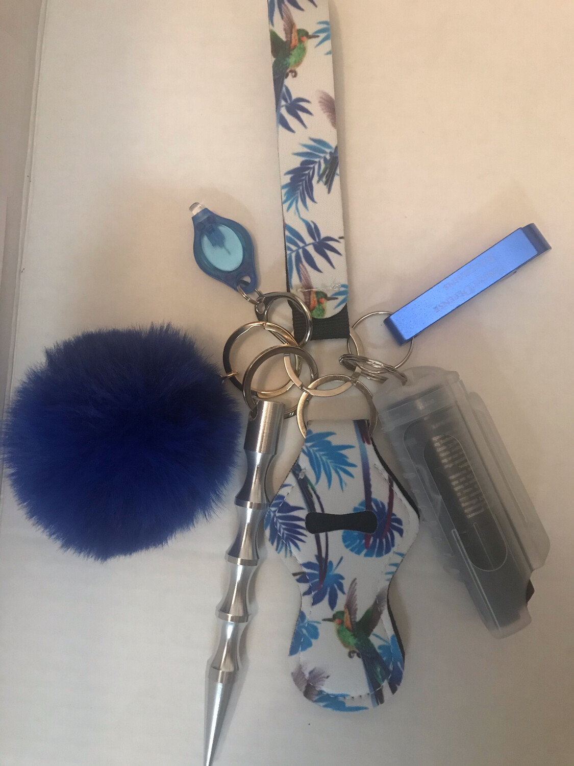 Royal Blue &amp; White Pepper Spray Keychains