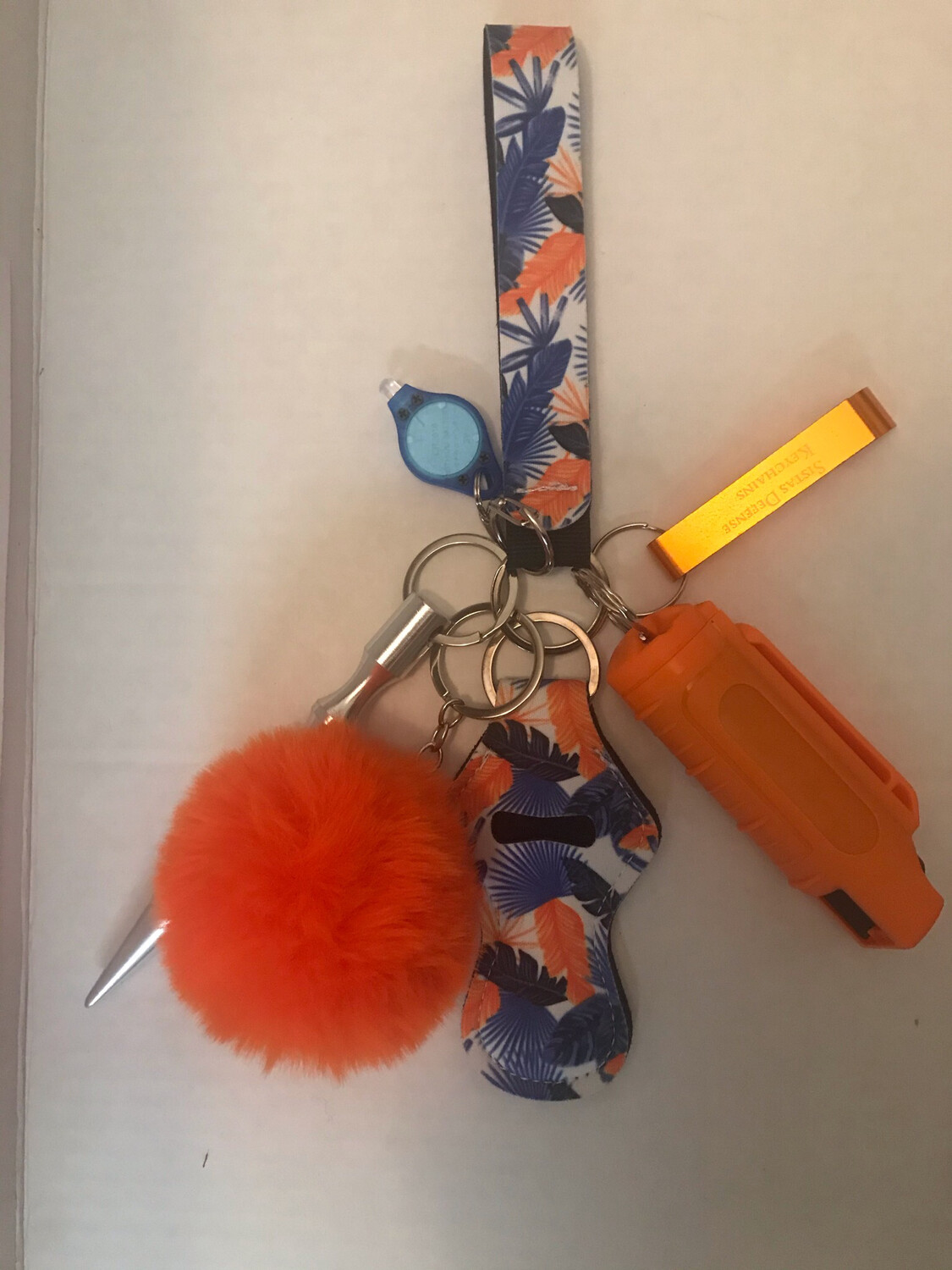 Orange,Blue &amp; White Pepper Spray Keychain