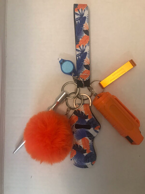 Orange,Blue &amp; White Pepper Spray Keychain