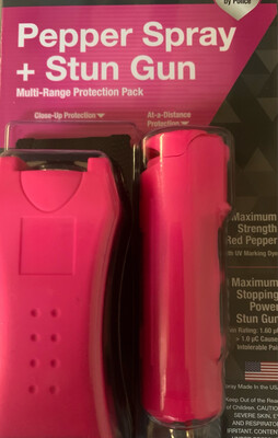 1 Full Size Pink Pepper Spray &amp; Stun Gun Set
