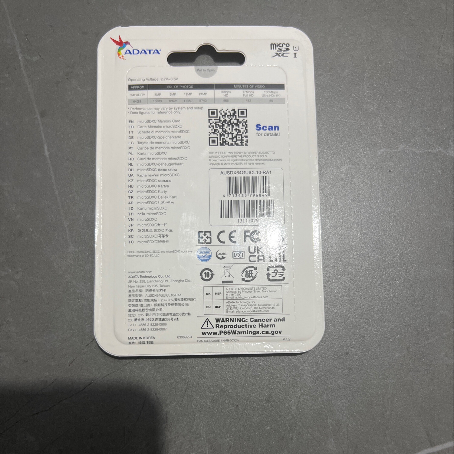 ADATA micro SDXC card UHS-I 64GB 