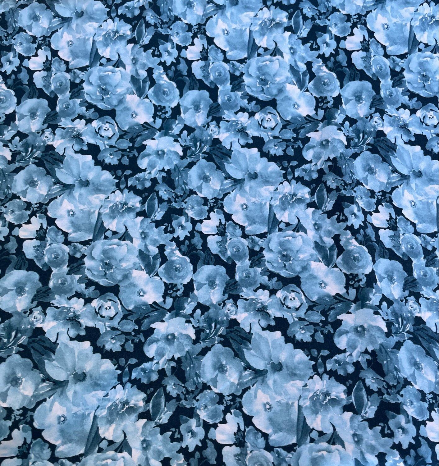 Blue Flora -puuvillaelastaanitrikoo 1,5m