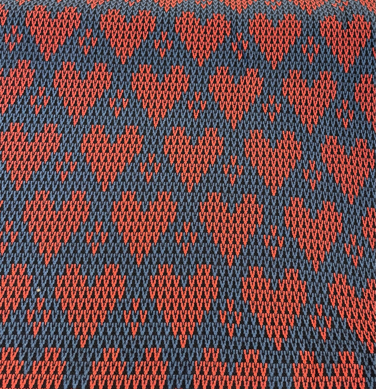 Knitted Hearts-jacquardneulos, Sinipunainen