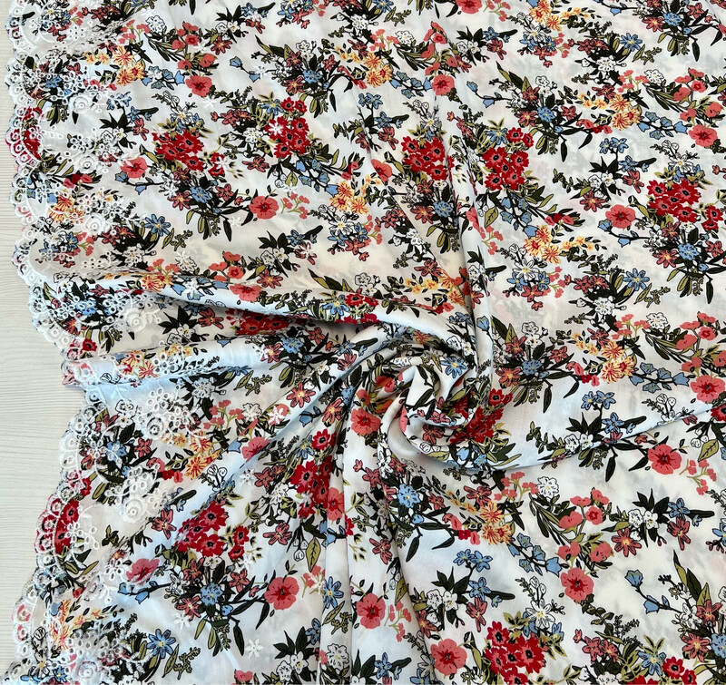 Mexico-viskoosi brodyyrireunalla, Ivory Pala 2.5m Mexico-viskoosi brodyyrireunalla, Ivory Pala 2.5m