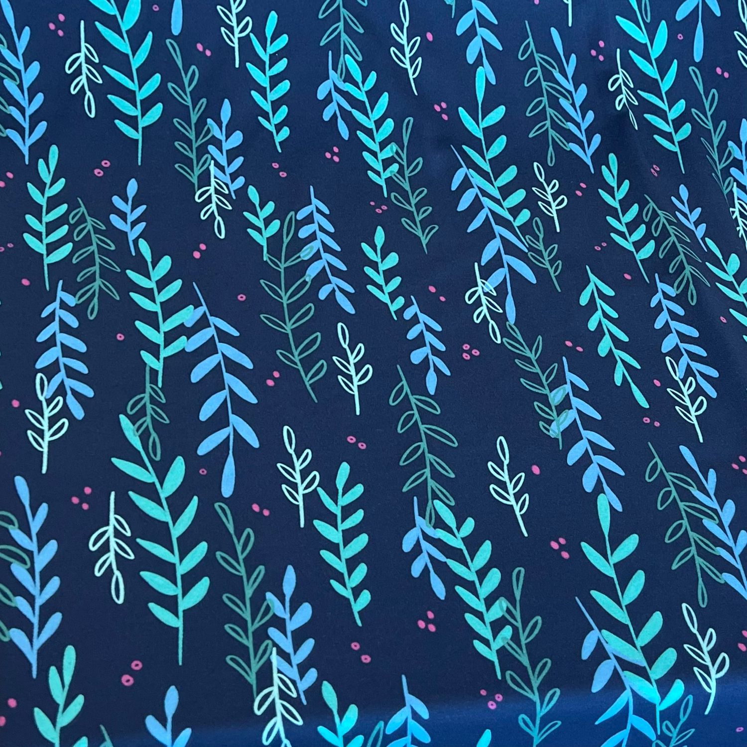 Delighted Leaves-puuvillatrikoo, Sininen PALA 1,2m