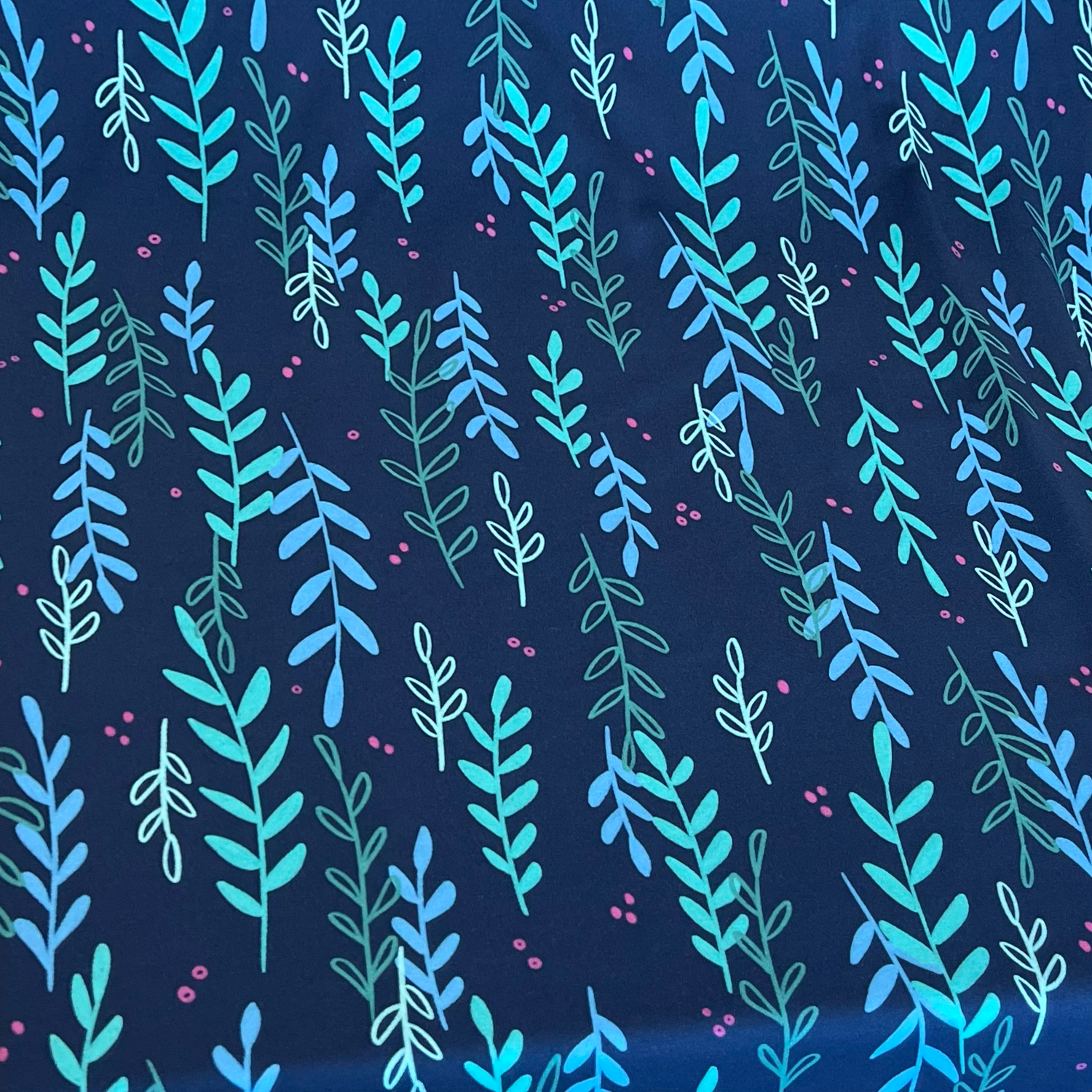 Delighted Leaves-puuvillatrikoo, Sininen PALA 2m