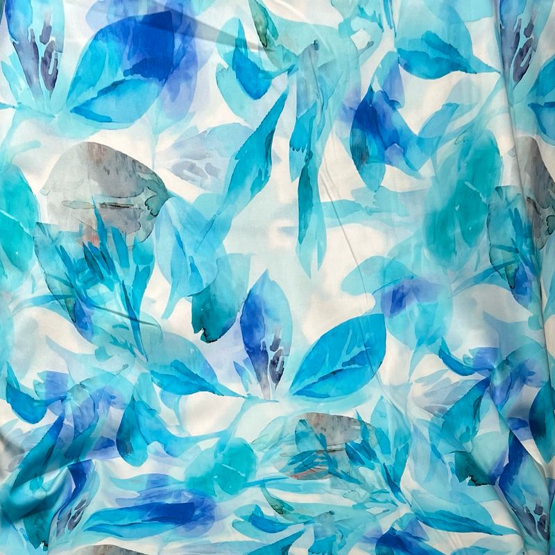 Summer Sea -puuvillasatiini, Turkoosi