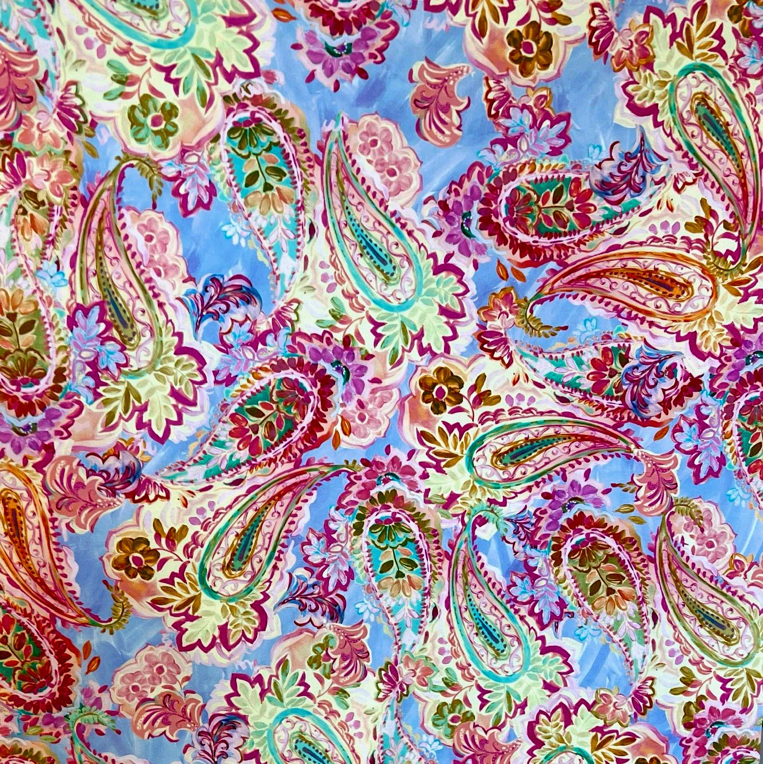 Pastel Paisley-puuvillapopliini, Vaaleansininen