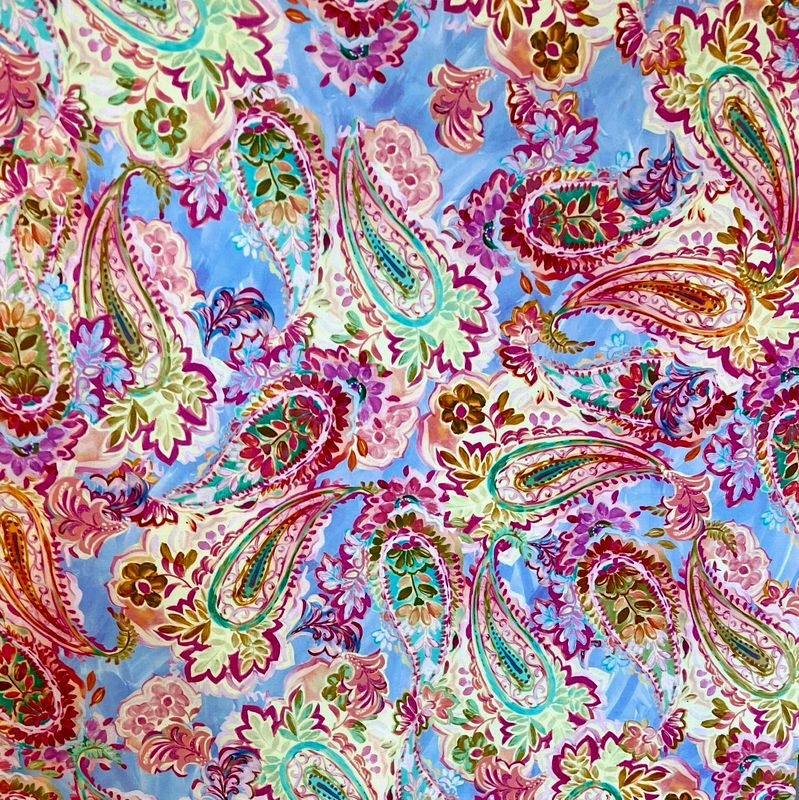 Pastel Paisley-puuvillapopliini, Vaaleansininen