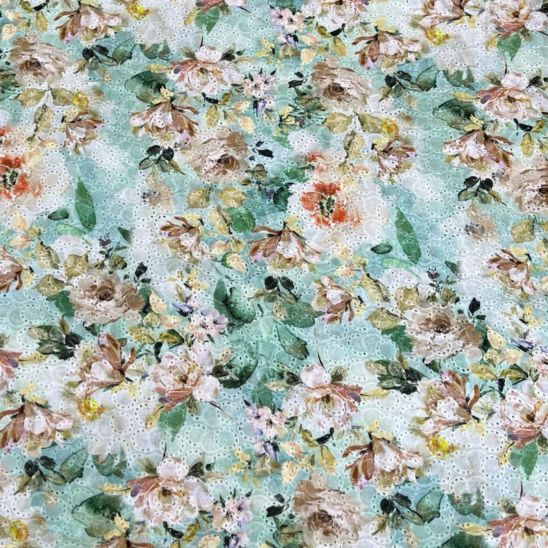 Omenankukka -puuvillabrodyyri, Minttu Pala 2m Omenankukka -puuvillabrodyyri, Minttu Pala 2m