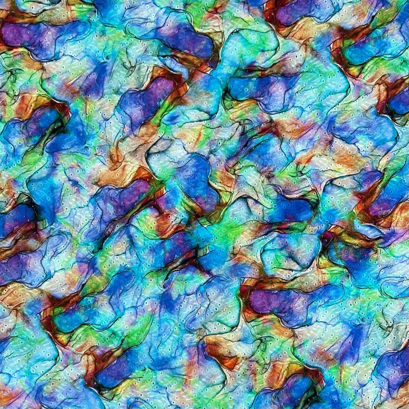 Rainbow-puuvillabrodyyri, Sinisävyt Pala 2m Rainbow-puuvillabrodyyri, Sinisävyt Pala 2m