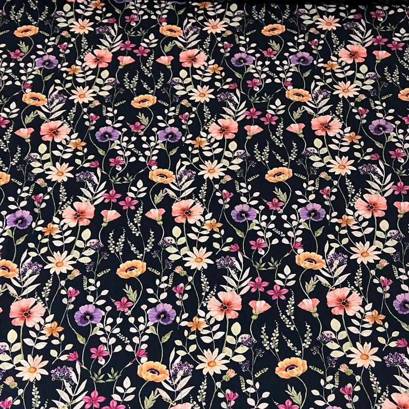 Kasvio -puuvillaelastaanitrikoo, Muste Pala 1,2m Kasvio -puuvillaelastaanitrikoo, Muste Pala 1,2m