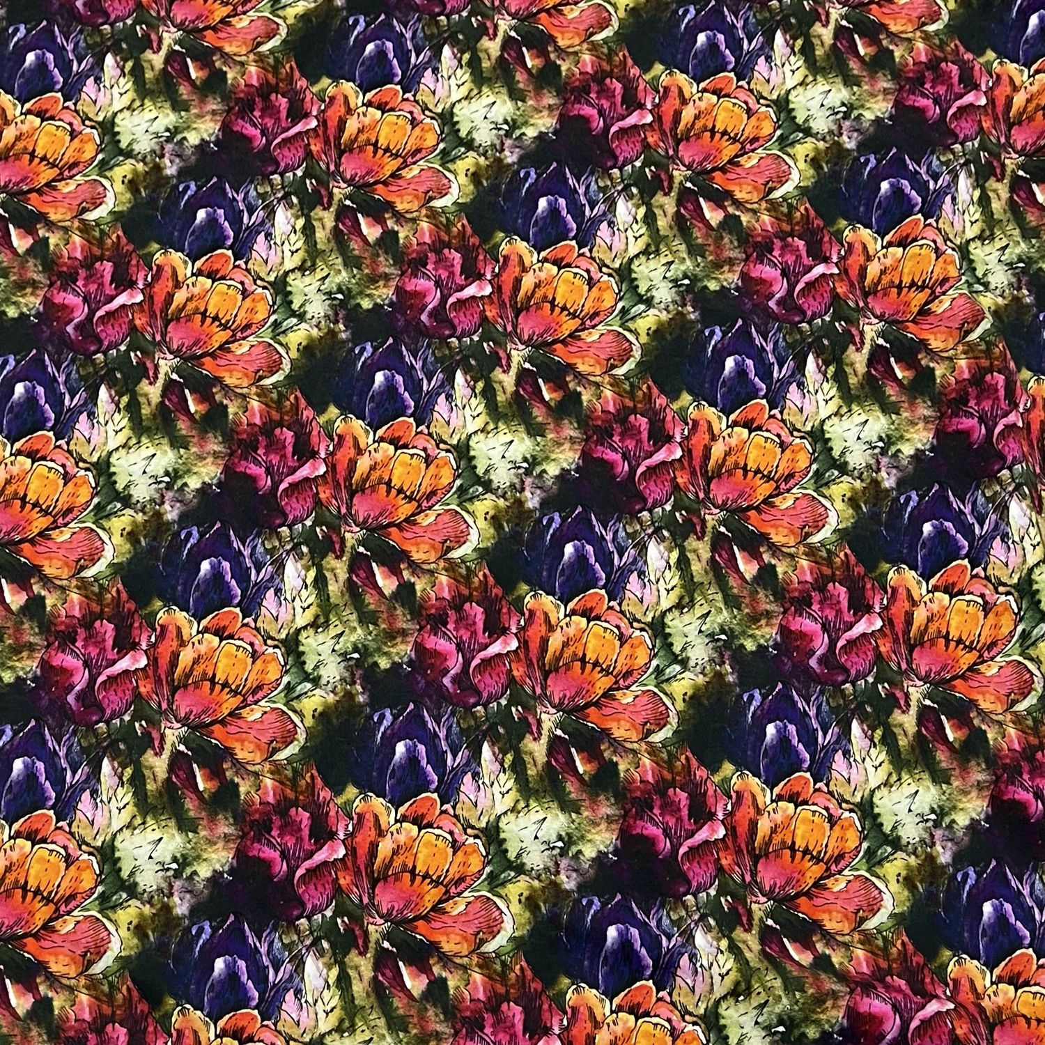 Forest Flowers-puuvillaelastaanitrikoo, Kirjava Pala 2,2m