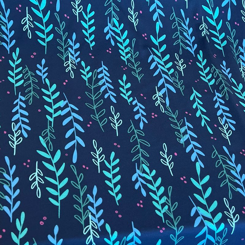 Delighted Leaves-puuvillatrikoo, Sininen PALA 2m Delighted Leaves-puuvillatrikoo, Sininen PALA 2m