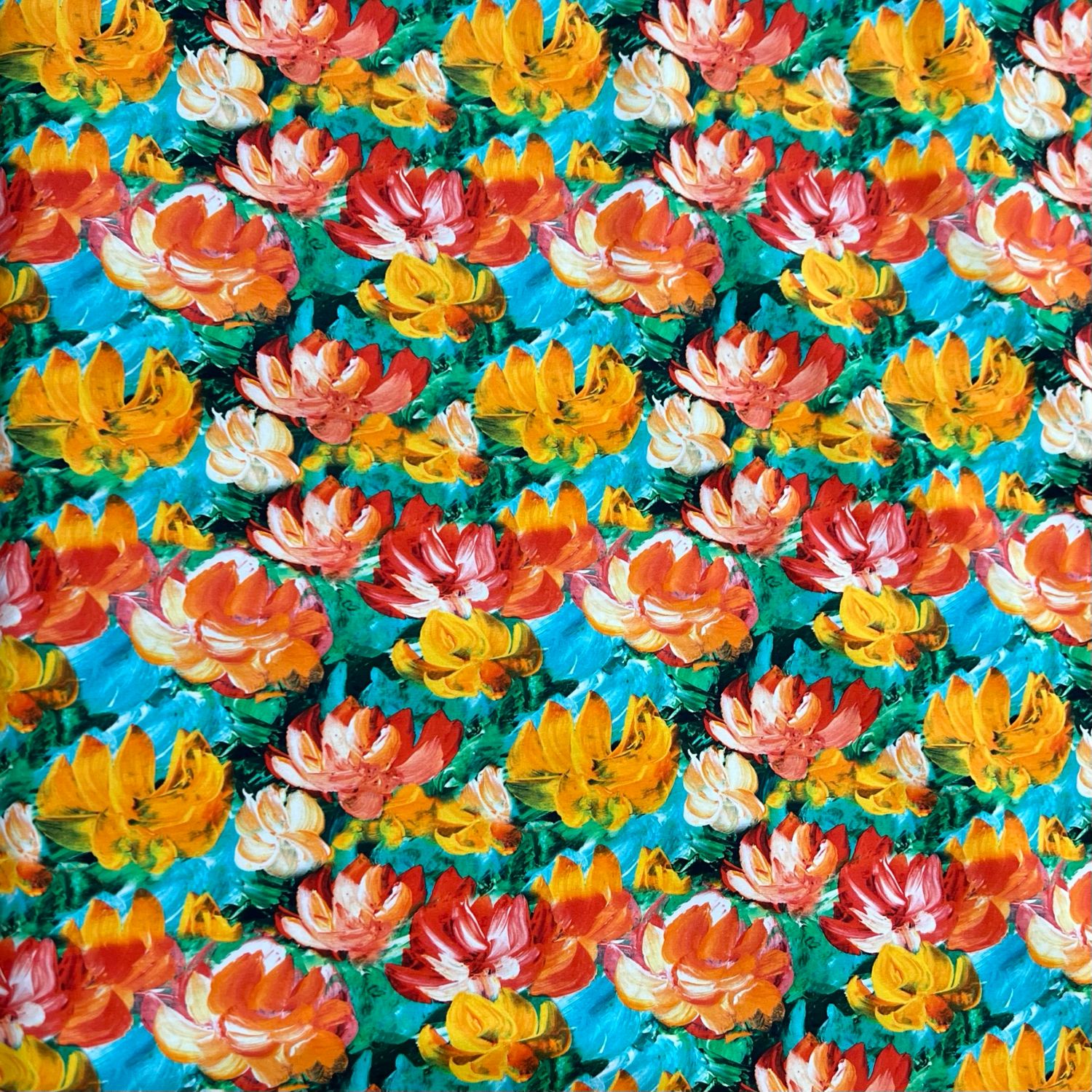 Lempeät lumpeet -puuvillaelastaanitrikoo, Turkoosi