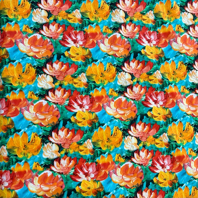 Lempeät lumpeet -puuvillaelastaanitrikoo, Turkoosi