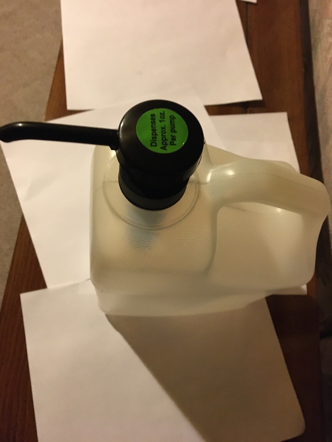 One Gallon Jug, Cap, and Pump For Sanitizers, Disinfectants And Other Liquids.  38-400 Threads.